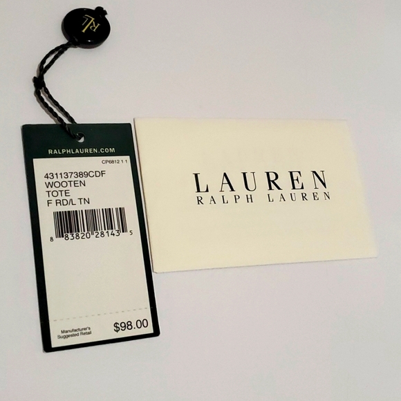 R.L.L RALPH LAUREN Red Packable Tote/Bag Nylon w. Leather Straps - Picture 10 of 12